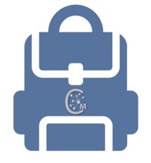 Vector image of a blue backpack with Connections Matter logo containing a selection of training available for dementia.