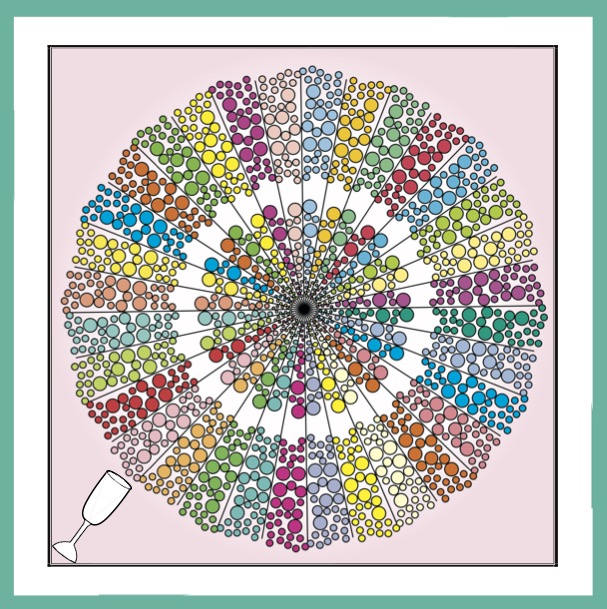Wedding Colour & Create Keepsake - Book Cover-inside left - Coloured mandala of bubbes and glass