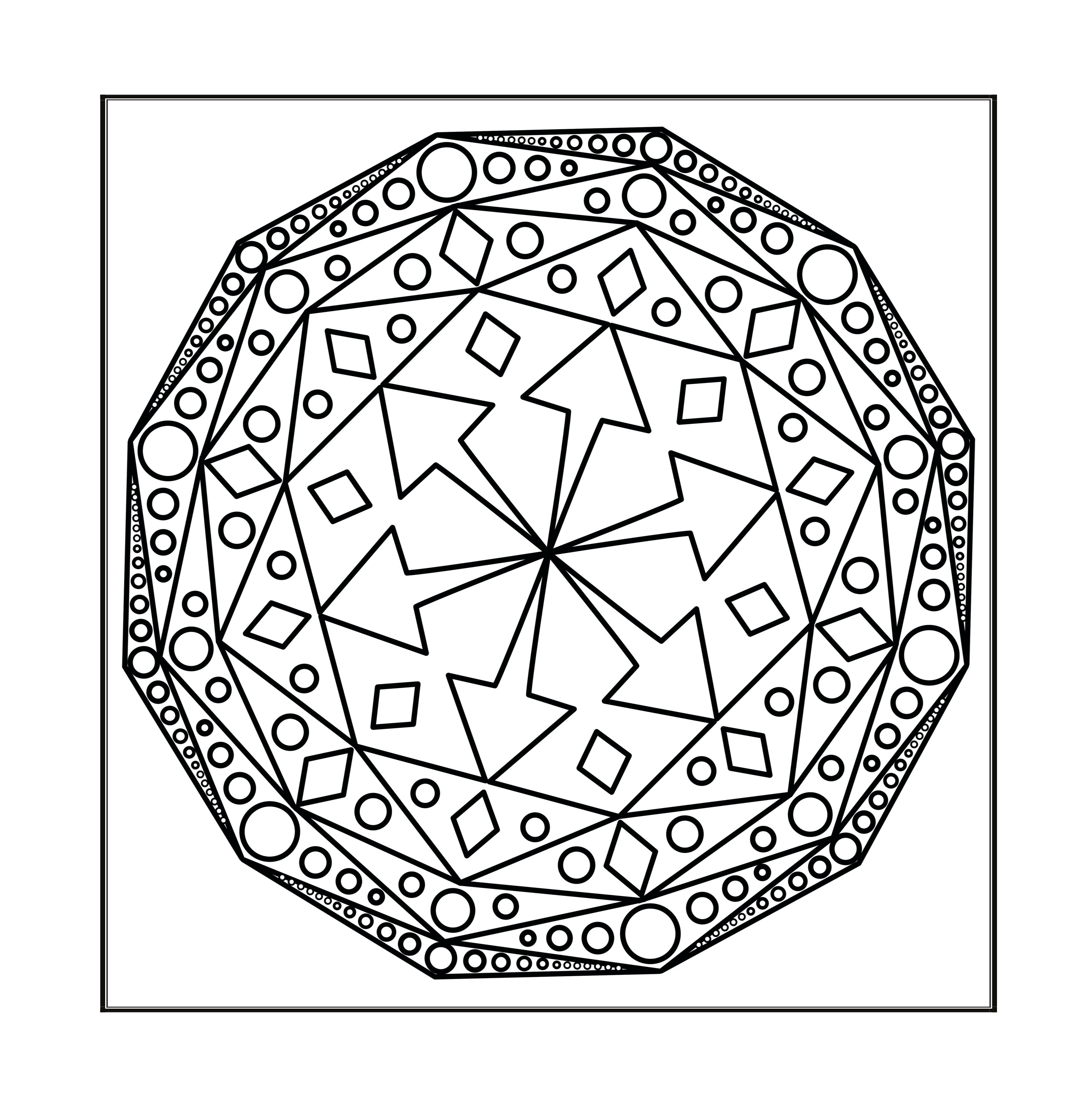 Wedding Colour & Create Keepsake - p23 - Mandala of arrows, diamonds, and bubbles