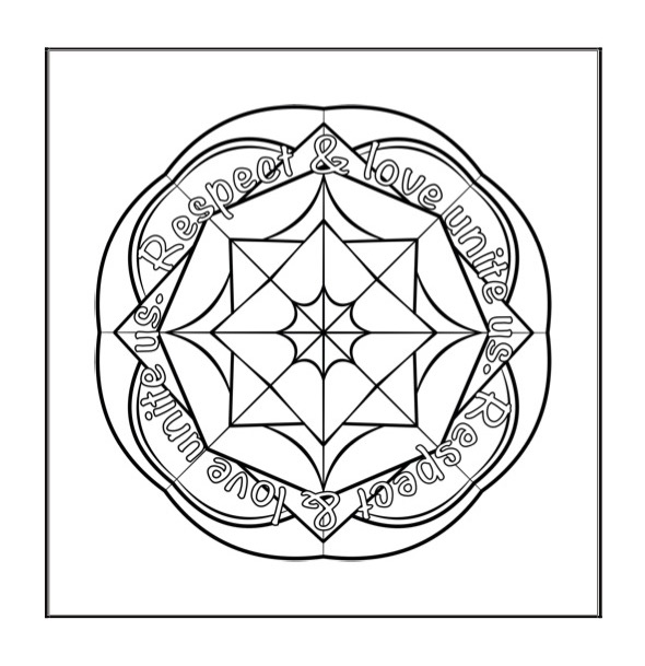 Wedding Colour & Create Keepsake - p37 - Mandala with words - Respect & love unite us 