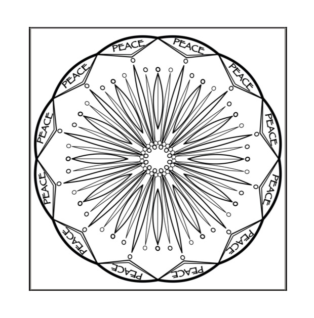 Peace & Unity Colour & Meditate - p29 - Black & white Peace Mandala