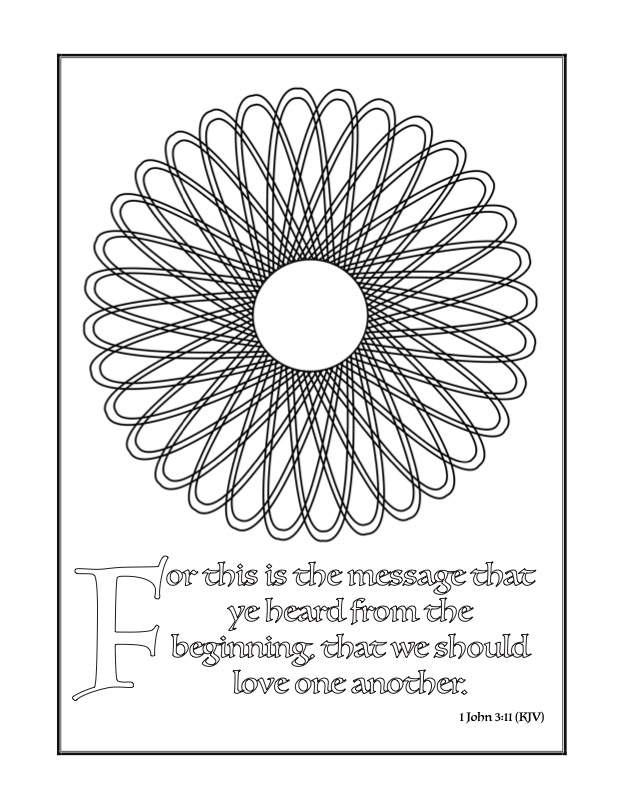 Faith, Hope, Love Colour & Meditate - p51 - Bible passage with looped mandala