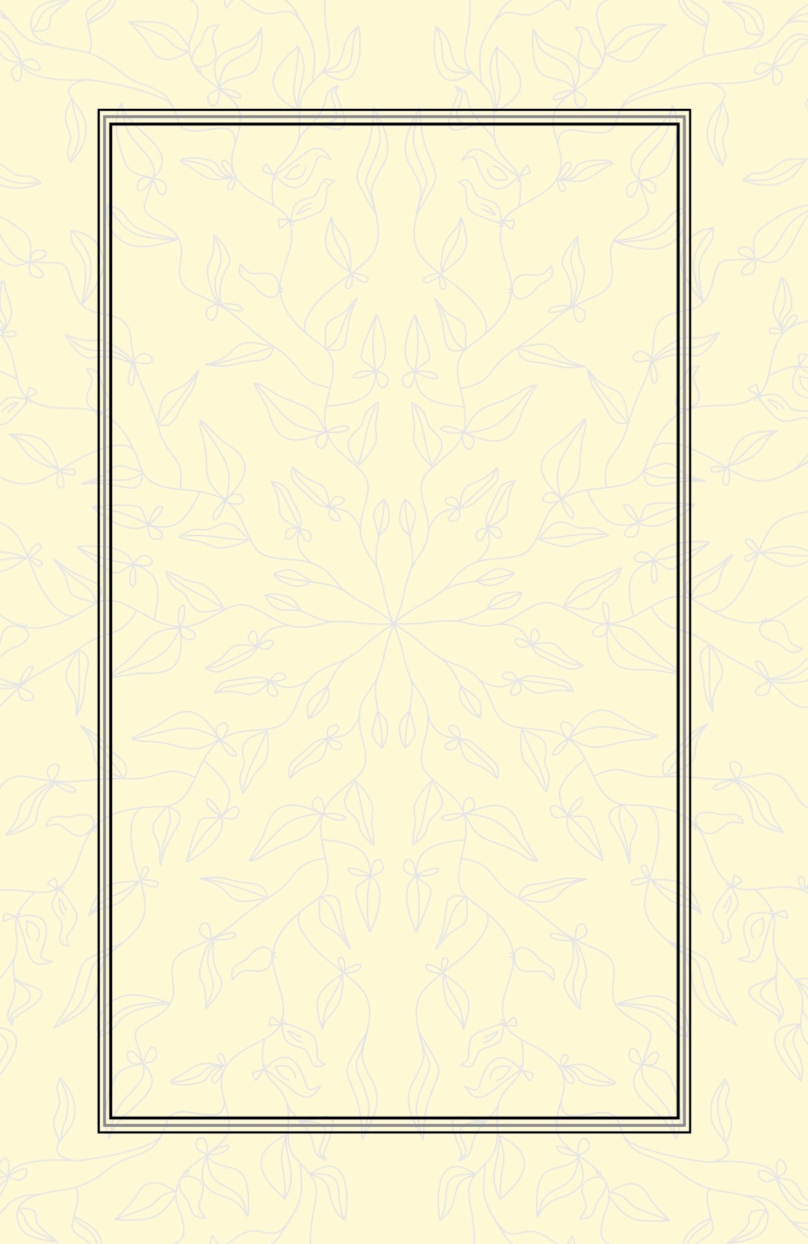 Alphabet Sayings, An Alphabet Album of (Little) Alliterations - Book Cover - inside right - grey watermark of branches, leaves & birds