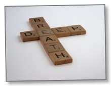 Picture of scrabble tiles displaying ‘deep breath’ to communicate relaxation